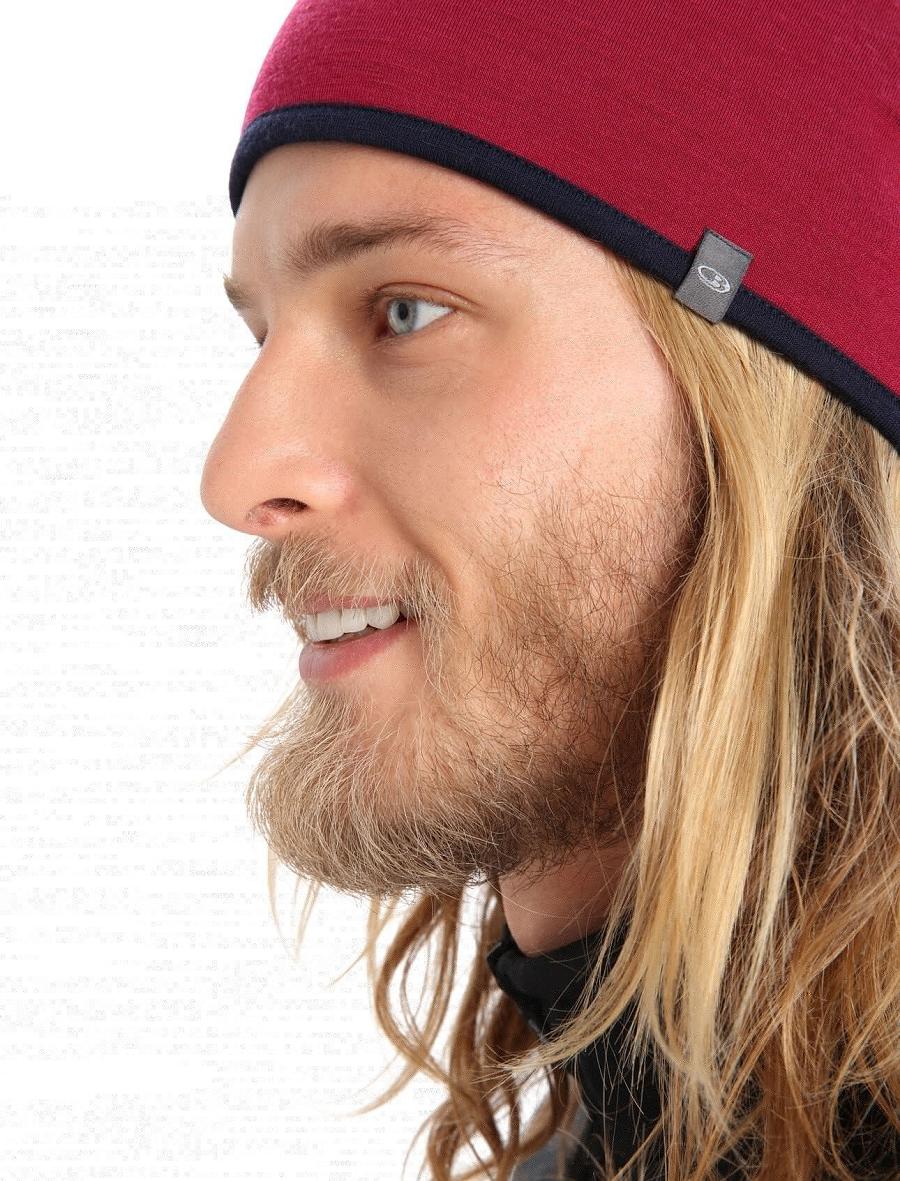 Cherry / Midnight Navy Men's Icebreaker Unisex Merino Pocket Beanie Hats | USA 1103TCEV